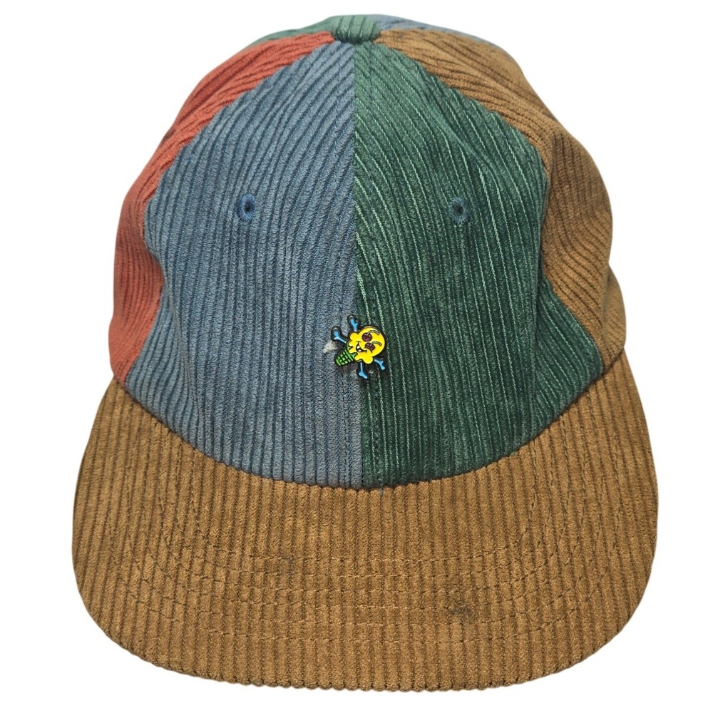 Icecream BBC Corduroy Colorblock Strapback Hat Multi Color Cones and Bones Pin